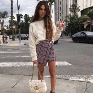 Storets Plaid Asymmetrical Wrap Mini Skirt